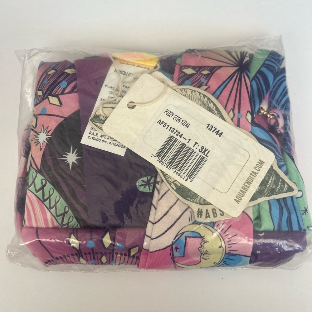 NWT Agua Bendita Fuzzy Eter Bikini Top Pink Celestial Removable Straps Size 3XL - Picture 4 of 7